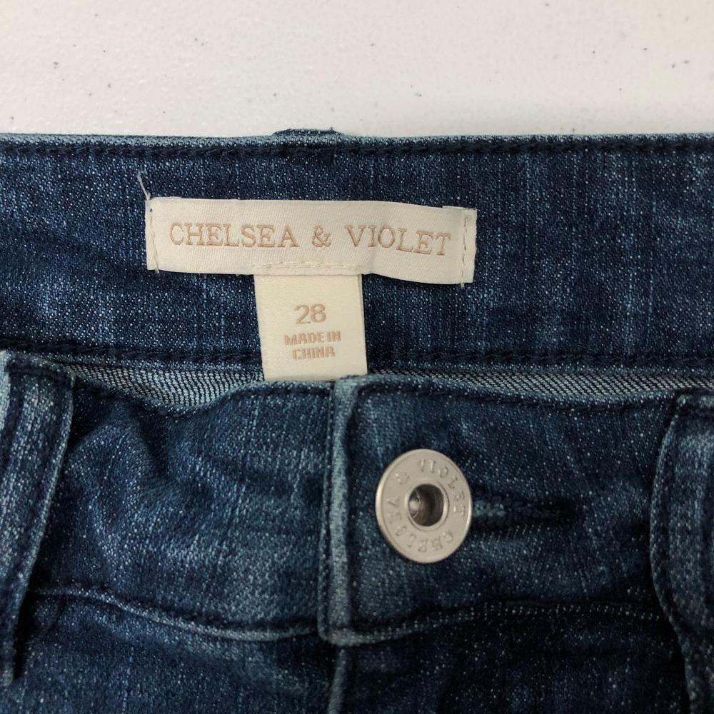 Chelsea & Violet Flare Jeans Womens 28 Blue Medium Wash High Rise Stretch Denim - Picture 3 of 12